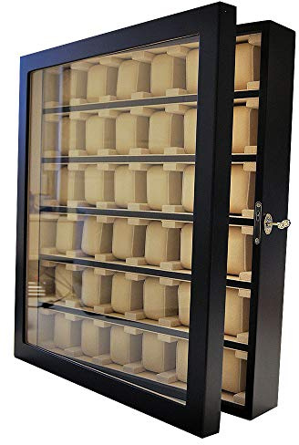 Uhrenhuette Vitrine für Uhren Wandvitrine schwarz 36 Uhren mit Sichtfenster