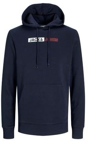JACK & JONES PLUS Jjecorp Logo Sweat Hood Play Pls Sudadera con Capucha, Navy Blazer/Print:Play 5, XXXXXL para Hombre