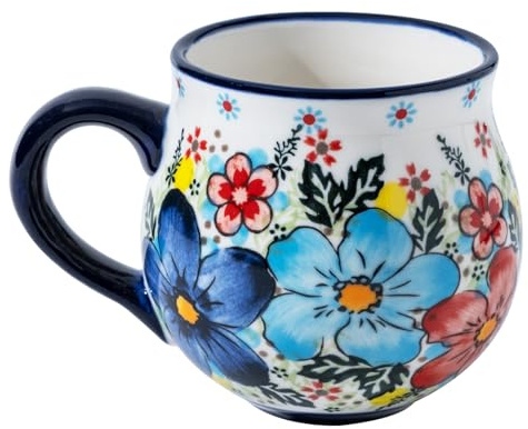 ALMA 12oz Handpainted Microwave Safe Coffee Mug, Unique Ceramic Tea Mug For Girl Friend,Mother, Woman(Assorted Flowers,Medium)