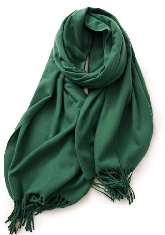 KARMA.DIEM Sciarpa Donna Invernale e Uomo – Cashmere & Merino Touch – Morbida, Calda e Grande – Sciarpone Invernale XXL 180x65cm – Pashmina Elegante per Cerimonia e Regalo (Verde Scuro)