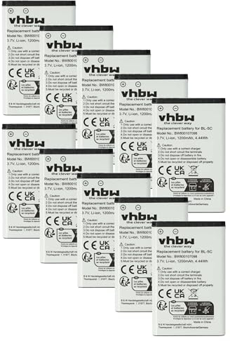 vhbw 10x Akku Ersatz für Telekom A051 für Handy Smartphone Telefon (1200 mAh, 3,7 V, Li-Ion)