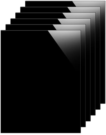 ZOFUN Acrylplatte, 3 mm, 40 x 30 cm, schwarze Perpexplatte, zuschneidbar, schwarze Acrylplatte mit polierten Kanten, hartes A4-Acryl, schwarzes Blatt für Heimdekoration, Modelle, Gebäude, 6 Stück