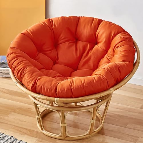 KIUGOP Papasansessel Kissen,Rund Papasan Sessel,Polster Für Papasansessel,Auflage,Polyrattan Sessel Hängesessel Kissen Papasan Stuhlkissen,Orange,120x120cm