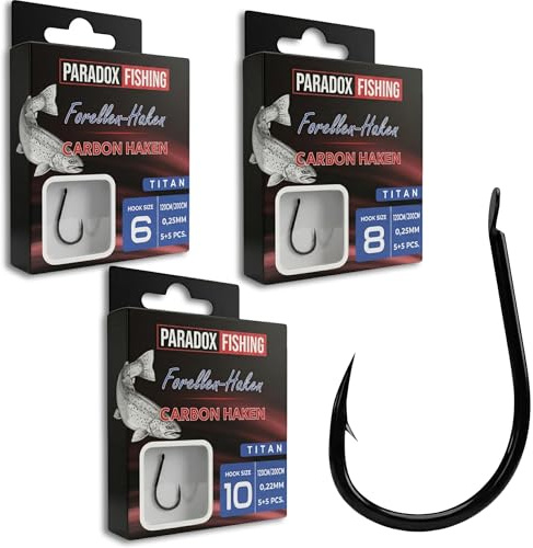 Paradox Fishing Zielfisch-Vorfächer Set | für Aal, Allround, Feeder oder Forelle I scharfe Carbonhaken | Angelhaken mit Vorfach I an Hochleistungsschnur gebunden |