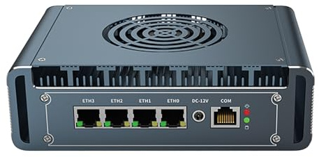 KINGDEL Firewall PC, i5-1235U/1245U 10C/12T hasta 4.40 GHz, 4 i226-V 2.5G LAN, 16 GB DDR5 RAM 256 GB NVMe SSD Super Mini Router AES-NI Compatible con 8K HD+DP 4xUSB3.0