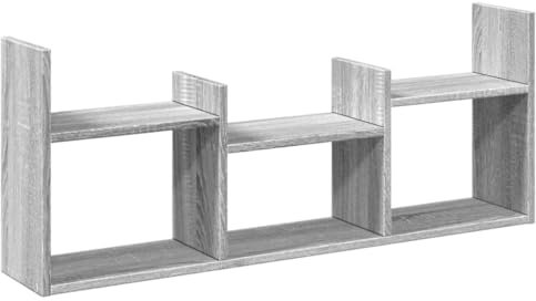 vidaXL Wandregal, Regal mit Stauraum Hängend Wanddeko, Hängeregal Schweberegal für Wohnzimmer, Bücherregal Wandboard, Grau Sonoma Holzwerkstoff