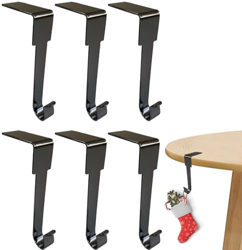 Kaminstrumpf-Kleiderbügel, Kamin-Weihnachtsstrumpf-Haken, 6 x rutschfeste Kaminhaken für Girlande, Fensterbank, Weihnachtsdekorationen