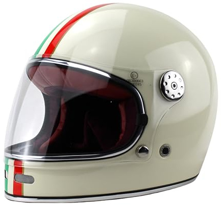ViPER F656 Integralhelm ECE 22.06 Zertifiziert – Vintage Motorradhelm für Männer & Frauen, Vollvisier Helm für Motorrad & Roller, Touring & Urban Safety Helmet (Italy Flag, M)