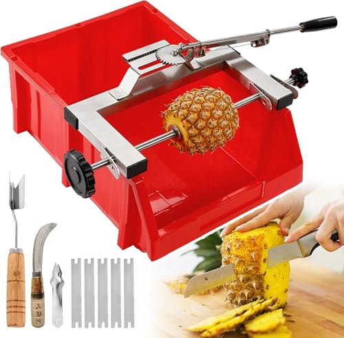 Annuod Peladora de piña de Acero Inoxidable con Grosor de pelado controlable. Pelado de Piel y Ojos de piña, sin Desperdicio de Pulpa. Desolladora de piña semiautomática con Accesorios de pelado