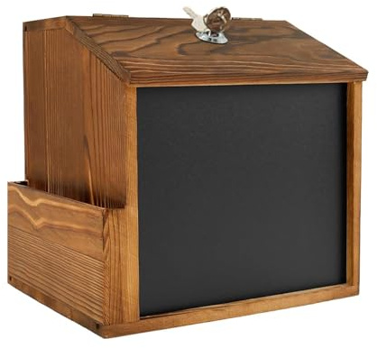 Donationslådor för träkrafter – trämontering, träförslagsbox | väggmonteringstäm med fickavfall | Retro lockable Secure Wall Outdoor Vault fodral med för donationslösning butik