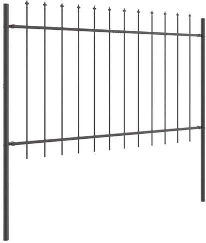 vidaXL Staccionata da Giardino con Punta a Lancia Grigia 170 x 3.5 130cm - Barriera Metallica per Esterni, Resistente ai Raggi UV, Perfetta per Separazione e Decorazione Moderna in Stile Industriale