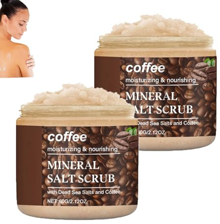 Meersalz-Kaffee-Körperpeeling,natürliches Peeling-Kaffee-Körperpeeling mit Meersalz, feuchtigkeitsspendend, peelend, weichmachend und pflegend, macht weich und reinigt gründlich zur Erfrischung (2pcs)