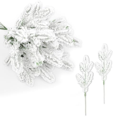 15 rami di pino artificiale innevato, 28 cm, rami di riempimento per albero di Natale, foglie di Natale finte, rami di pino artificiale, rami di abete finto per decorazioni natalizie, ghirlande fai da