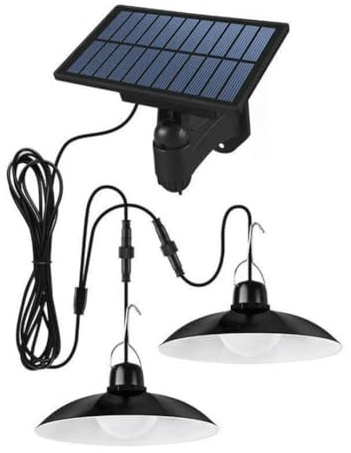 Cvoepobey Lámpara Colgante Solar para Exteriores, Lámpara LED Impermeable, Candelabro de Doble Cabezal, Decoraciones para Exteriores, Cobertizos, Graneros y Habitaciones