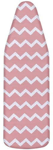 Copriasse da Stiro Strisce Bianche Rosa Fodera Copri Ferro da Stiro Riflettente al Calore per Stiratura Rapida Mollettone Copertura Copri Asse da Stiro Universale Montaggio Facile 110x33cm