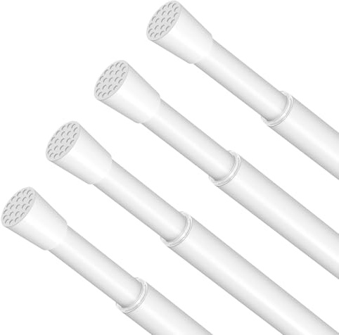 AIZESI lot de 4 barres à rideaux télescopiques 50‑69 cm blanc, tringles à rideau sans perçage multi‑usage (fenêtre, cuisine, armoire), diamètre 13 mm