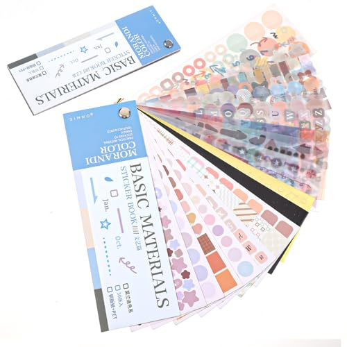 30 Sheets Cute Sticker Book Aesthetic Decorative Stickers for Scrapbooking Functional Planner Stickers Stars Heart Letter Glitter Self-Adhesive Sticker for Photocards, Journal,Scrapbook Supplies