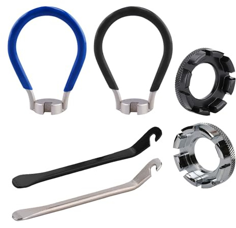 Kiuiom Set di 6 chiavi per raggi per bicicletta, 6 in 1, strumenti per la regolazione dei raggi, strumenti per la correzione dei cerchi in acciaio forgiato, per bici e moto