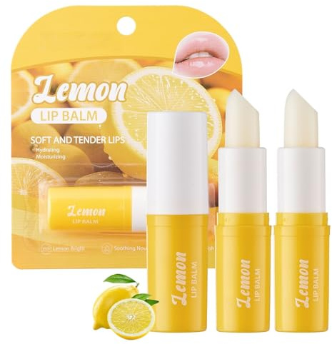 Lemon Lip Balm & Moisturizers Pack, Natural Moisturizing Lip Balm for Dry Cracked Lips, Lighten & Nourish Dark Lips Effortlessly, for Smokers Lips, Soft, smooth and supple lips