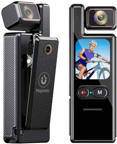 Sxhlseller Fotocamera Portatile, Videoregistratore 4K con Obiettivo Grandangolare da 140° e Orientabile a 180°, Touchscreen a Colori da 1,69 Pollici, Stabilizzazione Elettronica,