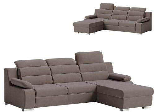 Robin Inspire Pavero Ecksofa Schlafsofa Dunkelbraun | L-Form Eckcouch mit Schlaffunktion, Bettkasten, Relaxfunktion, Kopfstützen, freistehendes Sofa, Wohnlandschaft