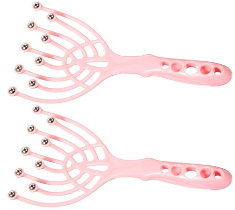 Hemobllo Masajeador Capilar Cuero Cabelludo 9 Garras Ergonómicas Rascador de Cabeza Rosa 2 Unidades en Opp Herramienta Manual para Masaje y Relajación en Spa Doméstico