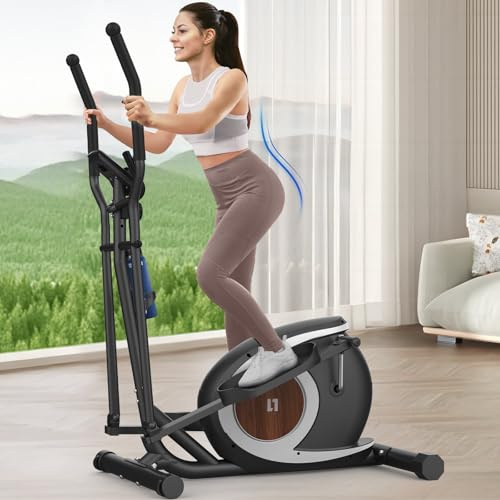 Elliptical Cross Trainer For Home Gym,16 Level Resistance Magnetic Elliptical Machine, App Compatible, Ultra-Quiet Cross Trainer with LCD Display, Pulse Sensors, Device Holder, 120KG Weight Capacity