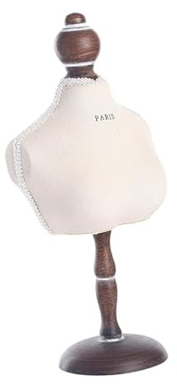 ChicLitonor Espositore a Busto per Collane E Gioielli, Realizzato in Legno E Tessuto con Base Autoportante, Ideale per Gioiellerie, Fiere E Negozi.