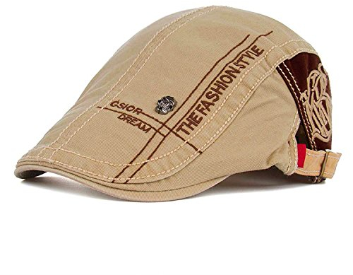 Kuyou Unisex Gatsby Flatcap Schiebermütze Ivy Schirmmütze Kappe (Beige)