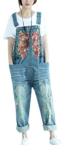 Youlee Donna Pantaloni Larghi Denim Salopette Tutine Pantaloni