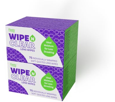 Flents Lens Wipes, Wipe 'N Clear, 150 Count, Pre-Moistened, Streak-Free, Safe for Glasses, Sunglasses, Gentle Cleaning, Clear Vision, Individually Wrapped for Travel & Convenience, Made in the USA