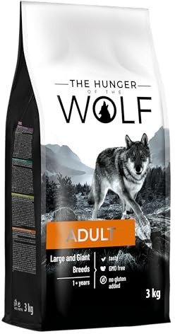 The Hunger of the Wolf Hundmat för vuxna hundar stora och mycket stora raser, torrfoder med kyckling bra för ledhälsa – 3 kg