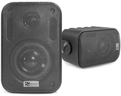 Power Dynamics BGO30 Water Resistant Wall Speakers Pair Black – IP56 Rated 2-Way Outdoor Speaker System with 3 Woofer & Dome Tweeter for Garden, Patio, Marine, Indoor Use