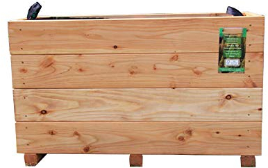 HOQ Pflanzkasten aus Lärche - mit Vlies und Griffen - Premium Pflanzkübel - Holz Blumentopf - Hochbeet aus Holz - Blumenkasten 100 x 36 x 52 cm
