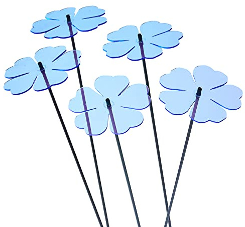 SunCatcher Garden Decor 5 Leuchtende Sonnenfänger Garten Stecker 75cm große Blumen Dekoration für Balkon und Terrasse als Gärtner Geschenk, Farbe:blau
