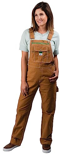 Liberty Women's Washed Duck Bib Overalls, Brown Duck, Small