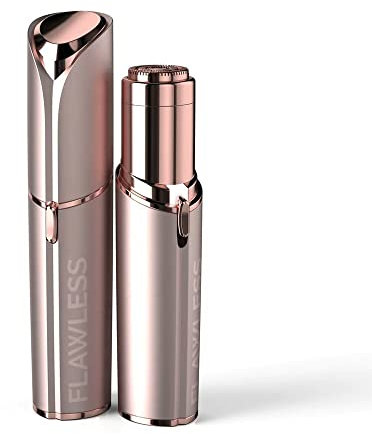 Finishing Touch Flawless Face Damenbart- und Gesichtshaarentferner, hypoallergener Scherkopf, schmerzfreier Damenrasierer, wiederaufladbar, inkl. 2 Ersatzscherköpfe, Blush