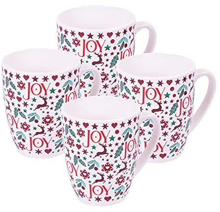 Harvey & Mason Set Of 4 Mugs Joy Range Porcelain Festive Christmas Dinner Setting Decor Tea Coffee Cups