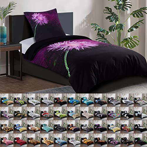 Sanilo® Bettwäsche 135x200 cm, 100% feinste Baumwolle, 2-teilig, Bettbezug, Kissenbezug 80x80cm, Oeko-TEX Zertifiziert (Purple Dust, 2-teilig 135x200 cm)