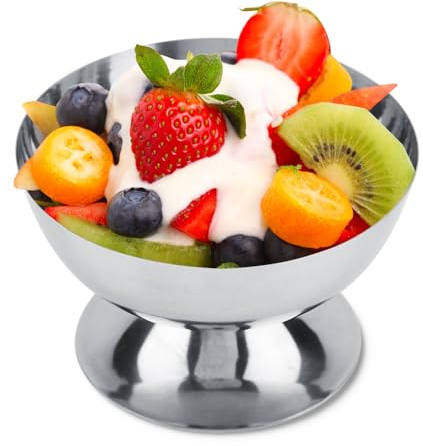 Glasskopp, rostfritt stål Servering Dessertskålar Koppar Såsskålar Mini rundfotad yoghurt Snack Godiskoppar till sallad Fruktpudding(Short)