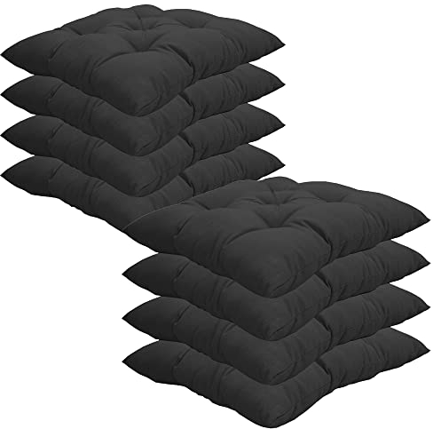 NYVI Stuhlkissen 38x38 cm ComfySeat Anthrazit 8er Set - Sitzkissen mit 6 cm Comfort Sitzpolster - Indoor & Outdoor - Gartenstuhlkissen aus Baumwoll-Mischgewebe - ÖkoTex 100