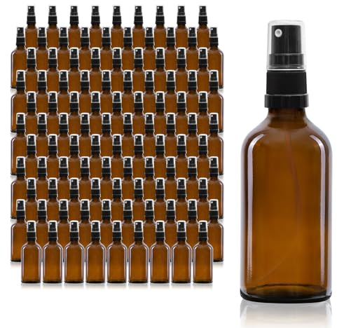 Oputec 105 Flaconi Spray da 50 ml in Vetro Ambrato Con Nebulizzatore a Spruzzo Fine