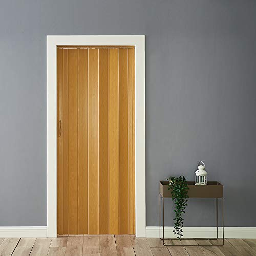 Folding Door Natural Pine Effect PVC Internal Accordion Concertina Sliding Door 6mm Yellow
