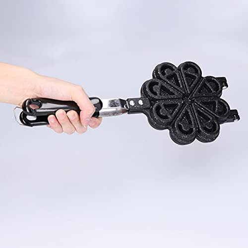 Alvinlite Waffle Maker Machine Cast Iron Waffle Maker Pan Pancake Mold Waffle Skillet Waffle Cookware with 2 Handle Heart Shape for Breakfast Waffles Sandwich Toaster