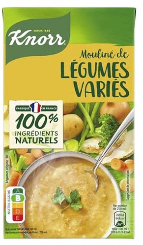 KNORR Mouliné Légumes - Soupe en brique de 1L, savoureux potage cuisiné avec des légumes frais, idéal pour un repas chaud et léger à tout moment de la journée. - Le Lot De 4
