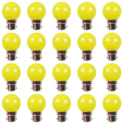 BOUBUI G45 3W LED Petites Ampoules, B22 Chaîne Lumineuses Ampoules de Rechange, 30W Lampe à Incandescence Équivalente, Non Variable, Pack de 20, Couleur Jaune