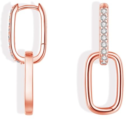 Cangall 925 Sterling Silber Ohrringe Damen - Creolen Mit Anhänger, Doppelter Kreis Geometrische Huggie Kleine Schlafen Dreieck Ovale Hängend für Mädchen