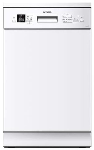 Infiniton Lavavajillas DIW-A45B de Ancho 45 cm, E, Blanco, 10 Servicios, 7 Programas, 47 dB, Inox, Control electrónico por pantalla LED