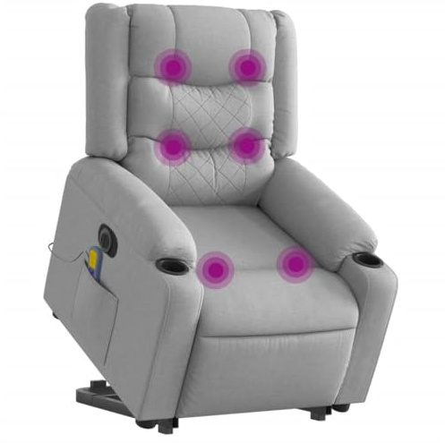 vidaXL Elektrisk massagefåtölj med uppresningshjälp ljusgrå tyg, fåtölj, fåtölj med uppresningshjälp, reclinerstol, fåtöljer