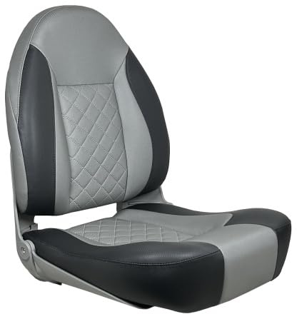 PONTTOR Klappsitz/Bootssitz/Bootsstuhl/Steuerstuhl/Sitz für Boot Leine, Vinylleder Haptik ähnlich Stoff, Farbe staubgrau schwarz